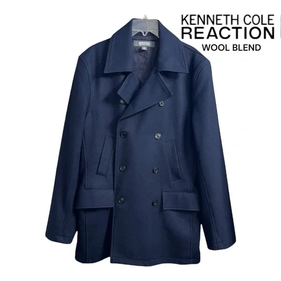 Kenneth Cole Reaction (EUC) Men’s Wool Blend Coat Size Large - Picture 1 of 8